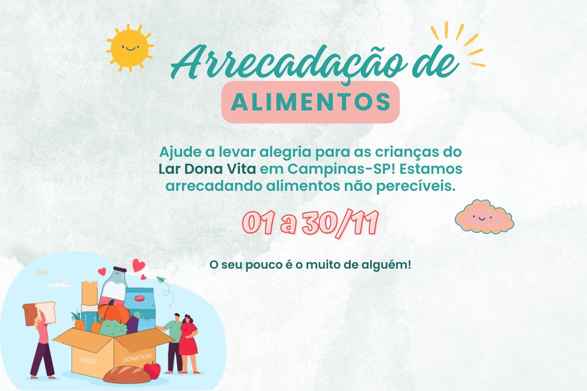 Arrecadação de alimentos | Lar Dona Vita