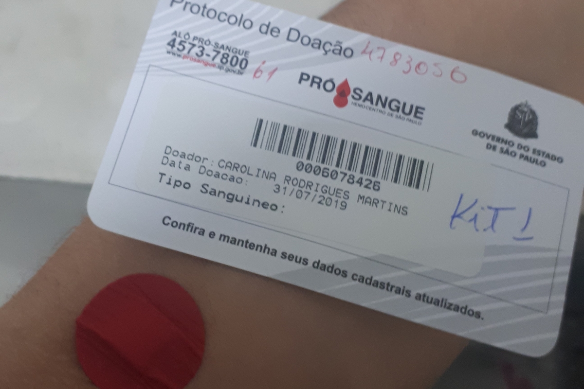 Doação de Sangue 2019 - Carolina Martins