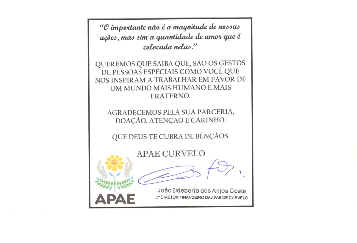 Campanha Amigos da APAE Curvelana