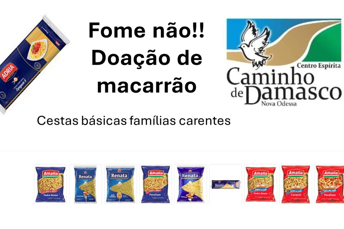 CAMINHO DE DAMASCO - fome não, doação de macarrão