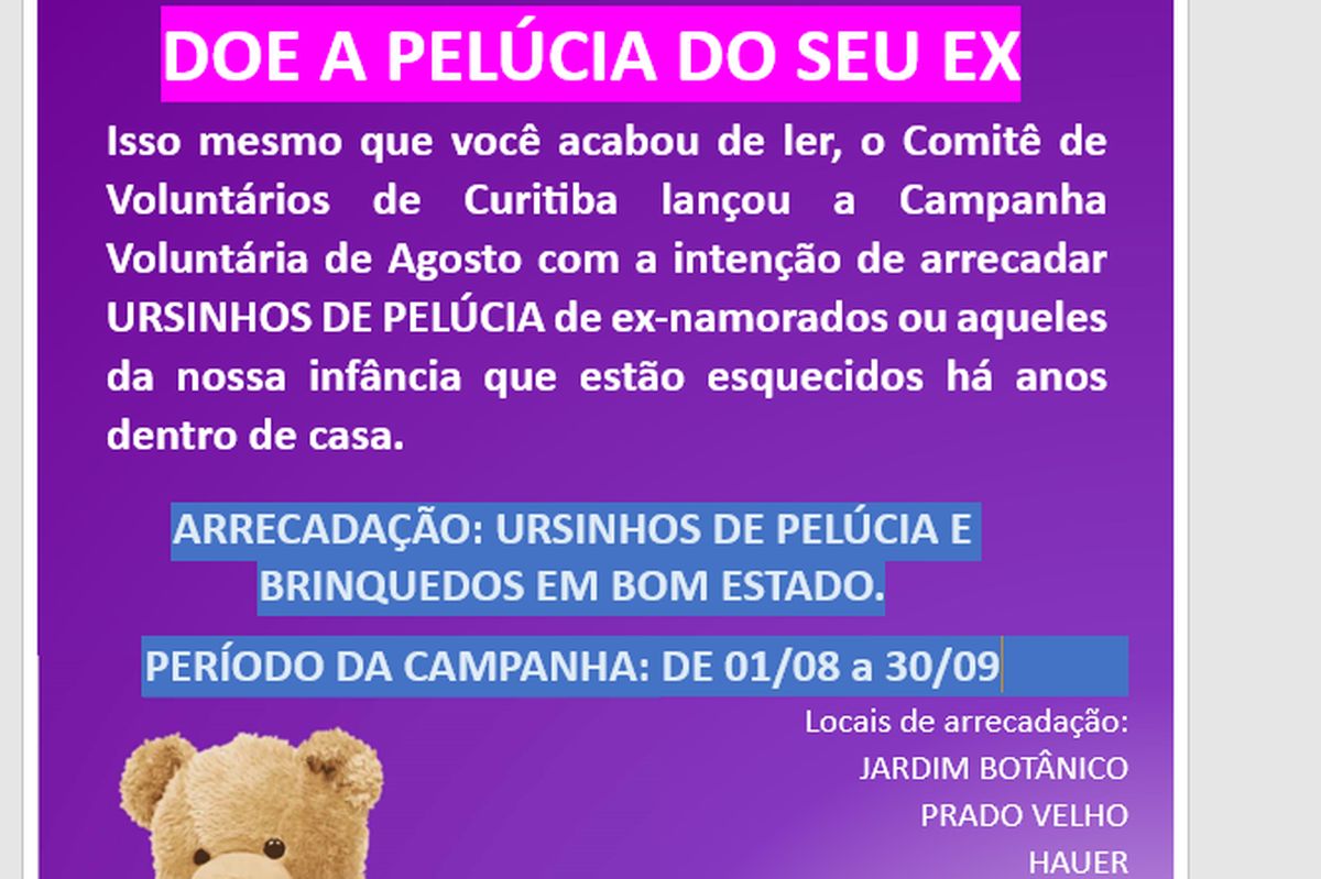 PR - DOE A PELÚCIA DO SEU EX